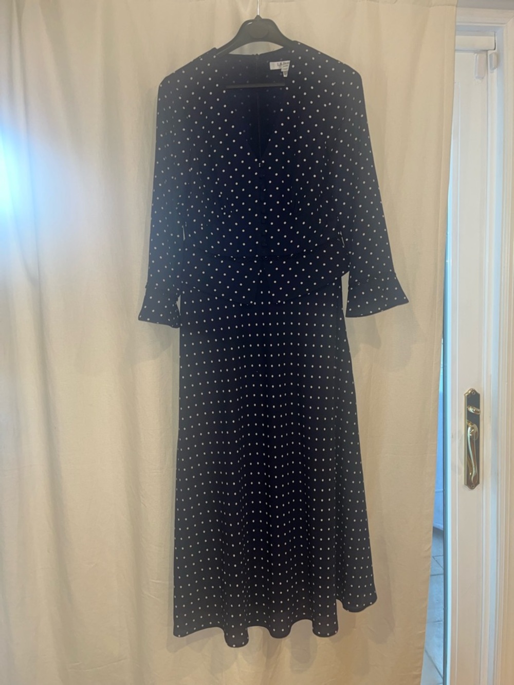 LK Bennett Black Midi Dress with White Polka Dots